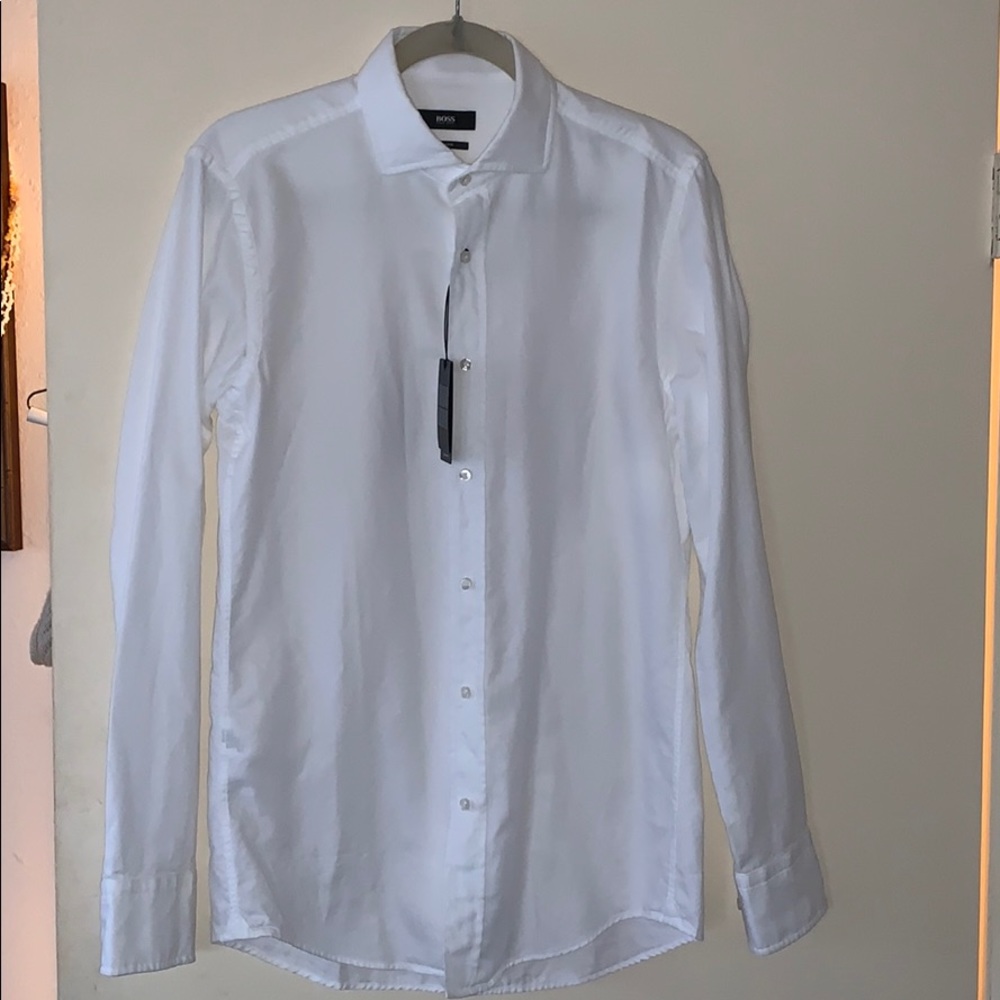Boss by Hugo Boss white 💯 Cotton Shirt sz 15 NWT